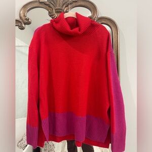 Summersalt Red and Purple Cowl Neck Sweater